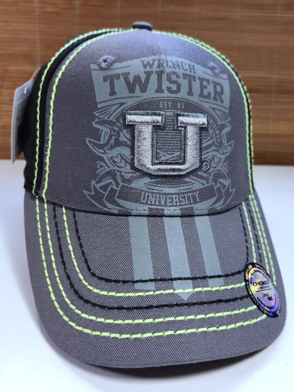 Chevrolet Racing Hat Choko Twister Black Grey Snapback Trucker Chevy Cap New